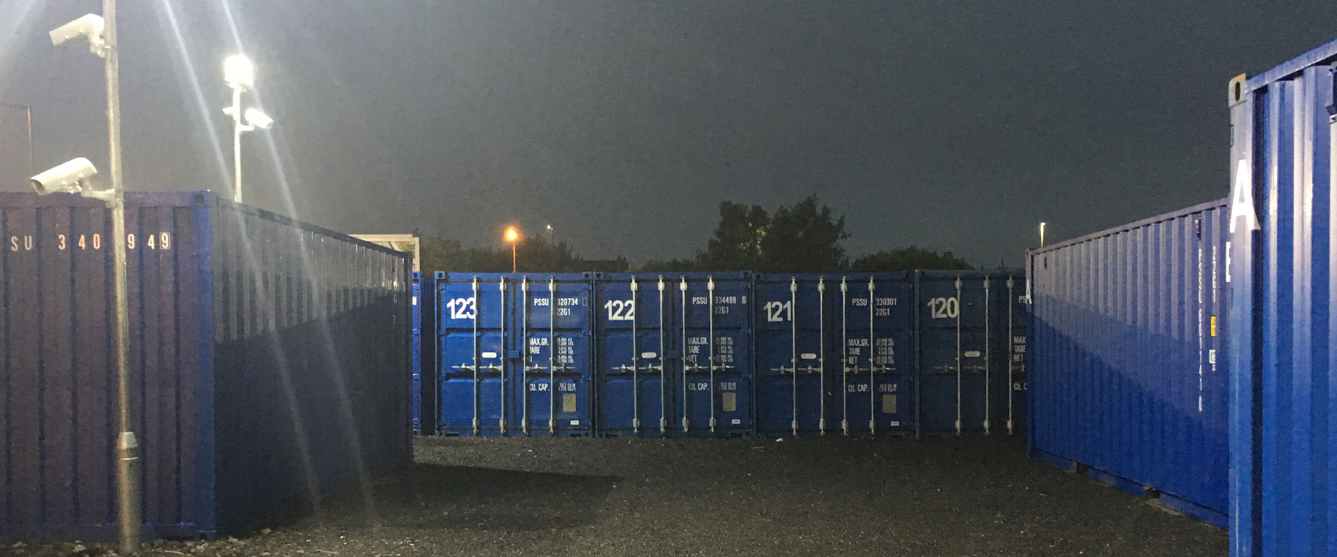 Robinsons Self Storage units under floodlights